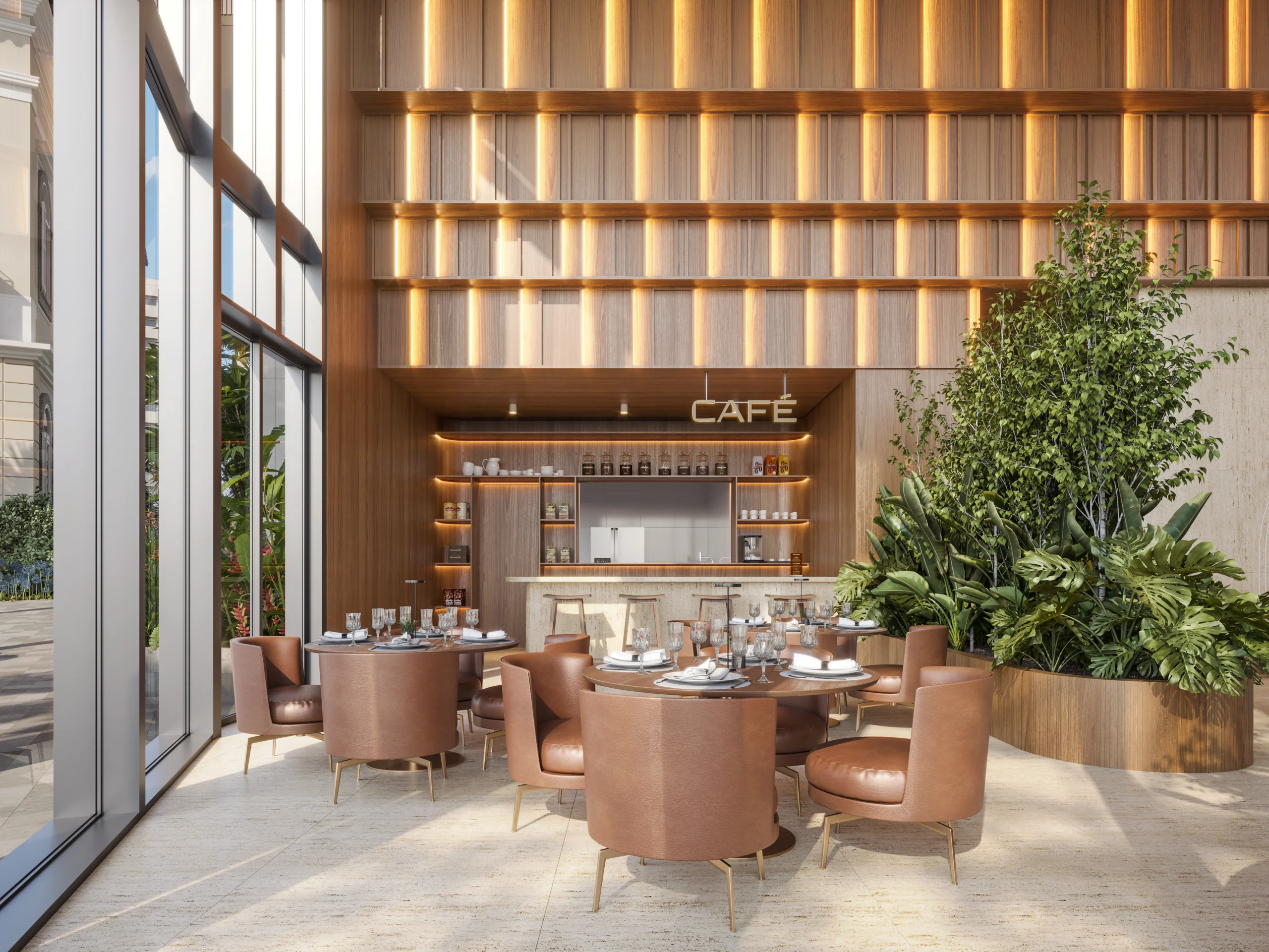Café do Symphony no lobby do Bloco 1
